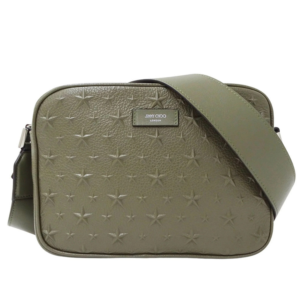 Jimmy Choo handbag for women, brand name shoulder bag, leather, khaki green, ...